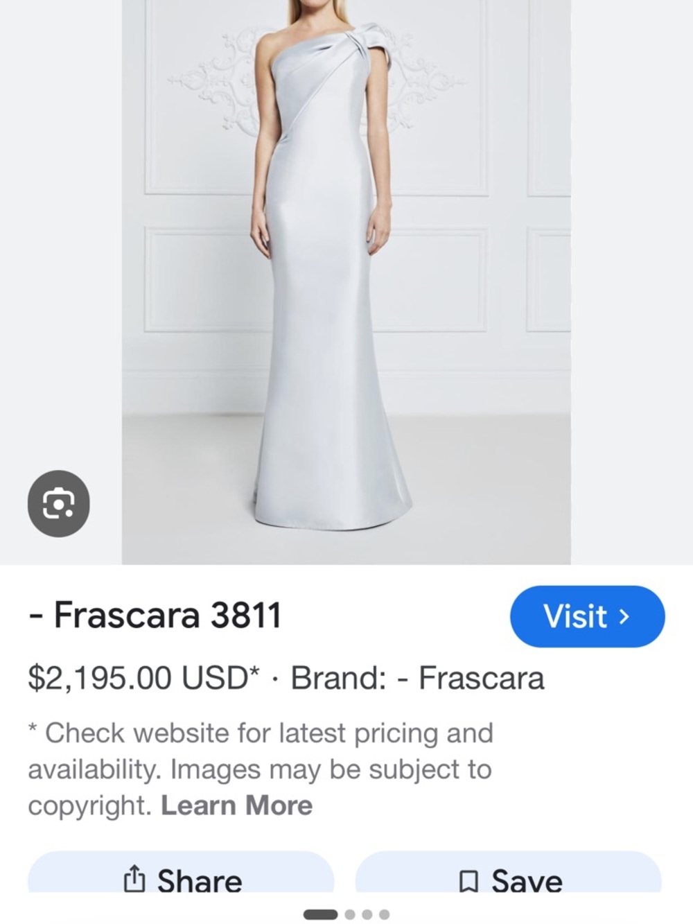 Frascara One-Shoulder Silver Evening Dress